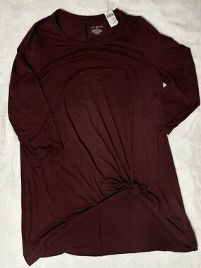 10/12 NWT Lane Bryant Burgundy Long-Sleeve Knot-Front Tunic